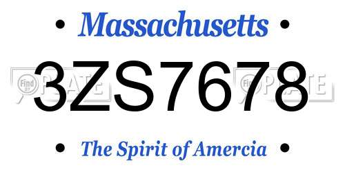 3ZS7678 Massachusetts License Plate