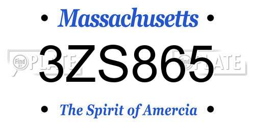 3ZS865 Massachusetts License Plate