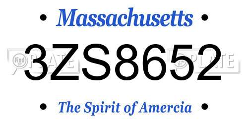 3ZS8652 Massachusetts License Plate