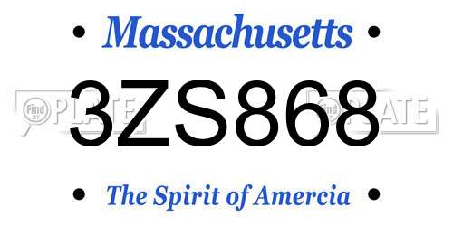 3ZS868 Massachusetts License Plate