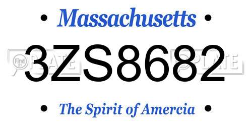 3ZS8682 Massachusetts License Plate
