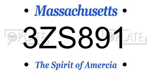 3ZS891 Massachusetts License Plate