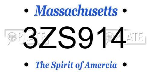3ZS914 Massachusetts License Plate