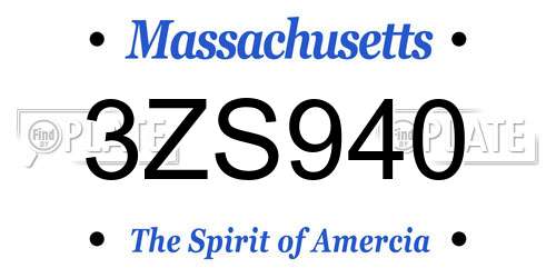 3ZS940 Massachusetts License Plate