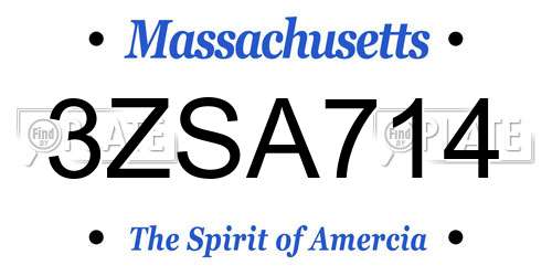 3ZSA714 Massachusetts License Plate