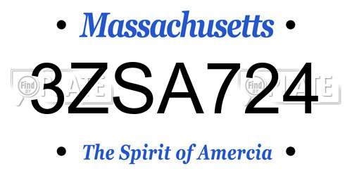 3ZSA724 Massachusetts License Plate