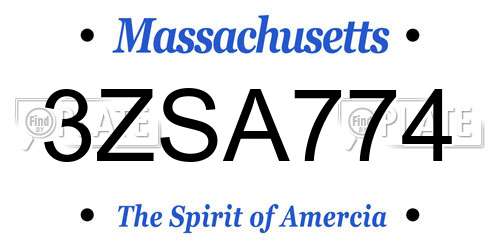 3ZSA774 Massachusetts License Plate