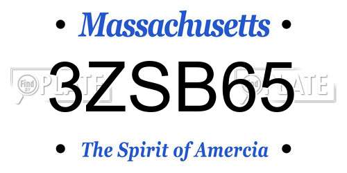 3ZSB65 Massachusetts License Plate