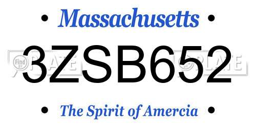 3ZSB652 Massachusetts License Plate