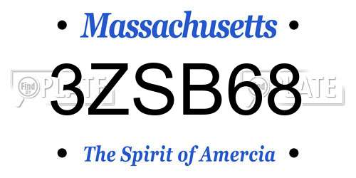 3ZSB68 Massachusetts License Plate