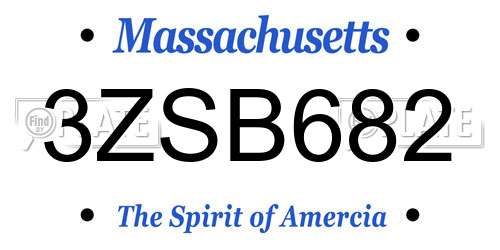 3ZSB682 Massachusetts License Plate
