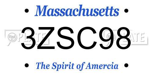 3ZSC98 Massachusetts License Plate