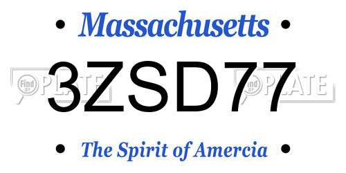 3ZSD77 Massachusetts License Plate