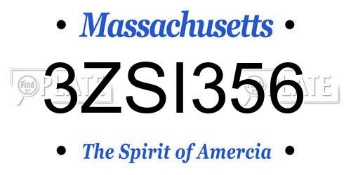 3ZSI356 Massachusetts License Plate