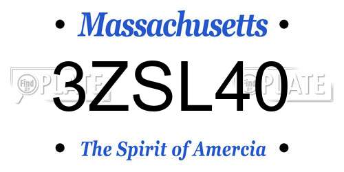 3ZSL40 Massachusetts License Plate