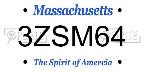 3ZSM64 Massachusetts License Plate