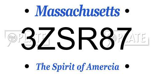 3ZSR87 Massachusetts License Plate