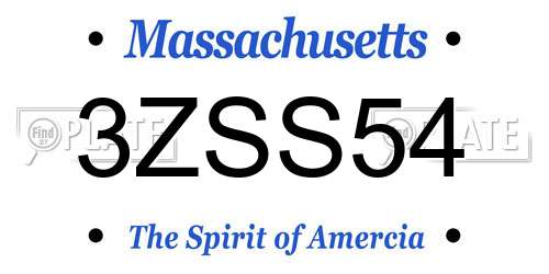 3ZSS54 Massachusetts License Plate