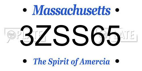 3ZSS65 Massachusetts License Plate