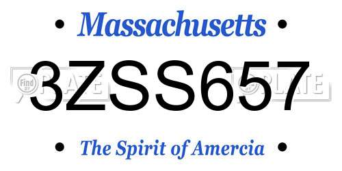 3ZSS657 Massachusetts License Plate