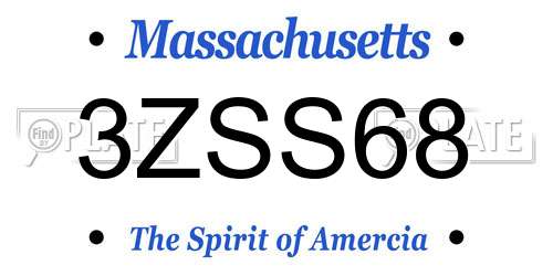3ZSS68 Massachusetts License Plate