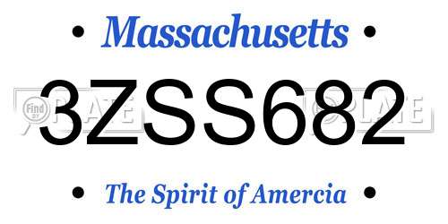 3ZSS682 Massachusetts License Plate