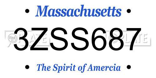3ZSS687 Massachusetts License Plate