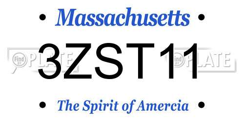 3ZST11 Massachusetts License Plate