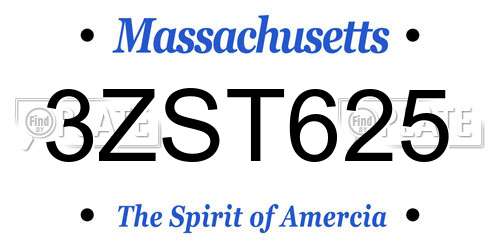 3ZST625 Massachusetts License Plate