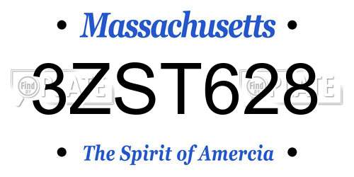 3ZST628 Massachusetts License Plate