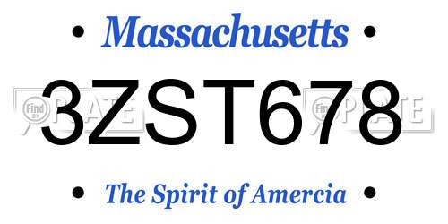 3ZST678 Massachusetts License Plate