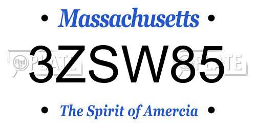 3ZSW85 Massachusetts License Plate