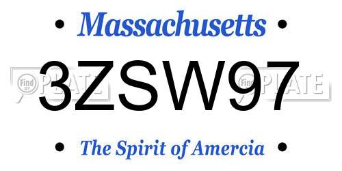 3ZSW97 Massachusetts License Plate