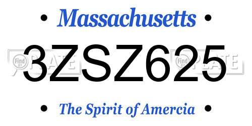 3ZSZ625 Massachusetts License Plate
