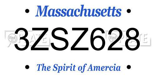 3ZSZ628 Massachusetts License Plate