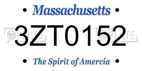 3ZT0152 Massachusetts License Plate
