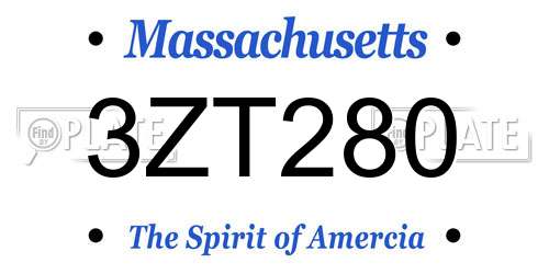 3ZT280 Massachusetts License Plate