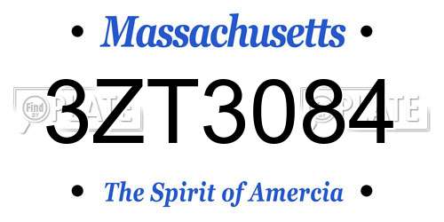 3ZT3084 Massachusetts License Plate