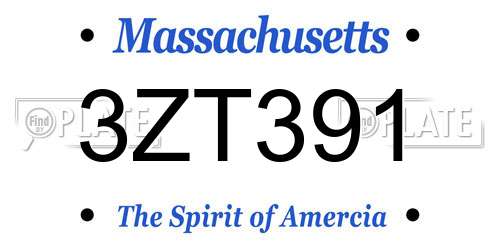 3ZT391 Massachusetts License Plate