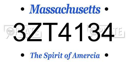 3ZT4134 Massachusetts License Plate