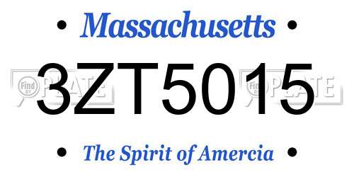 3ZT5015 Massachusetts License Plate