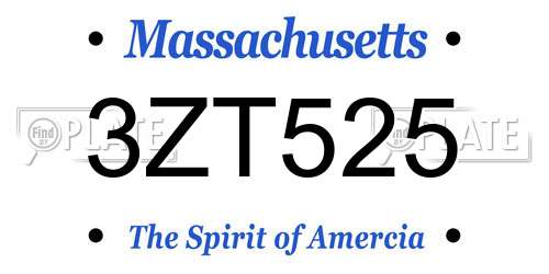 3ZT525 Massachusetts License Plate