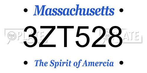 3ZT528 Massachusetts License Plate