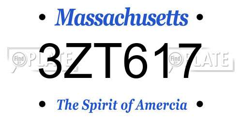 3ZT617 Massachusetts License Plate