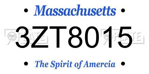 3ZT8015 Massachusetts License Plate