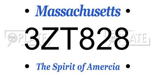 3ZT828 Massachusetts License Plate