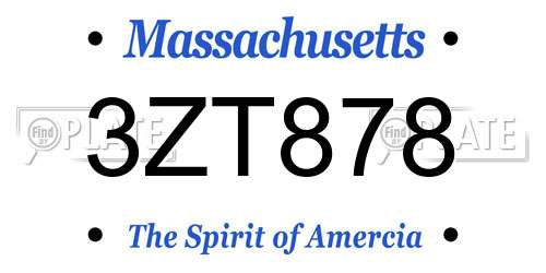 3ZT878 Massachusetts License Plate