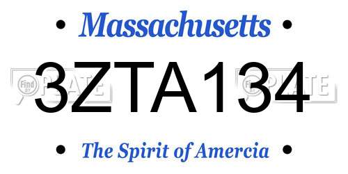 3ZTA134 Massachusetts License Plate