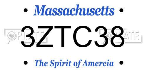 3ZTC38 Massachusetts License Plate