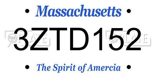 3ZTD152 Massachusetts License Plate